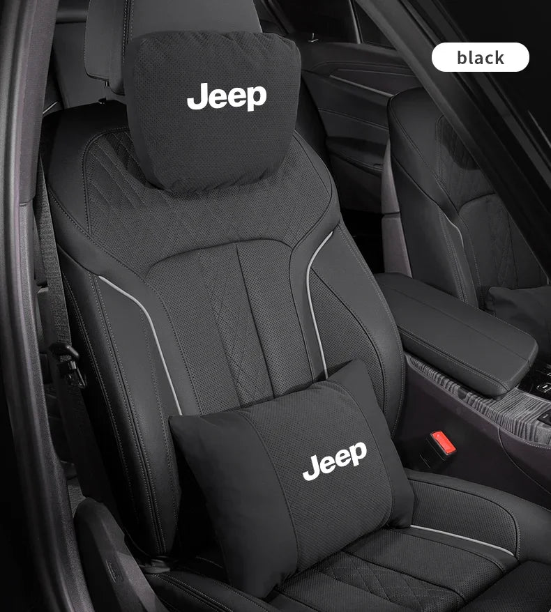Car Suede Ventilate Headrest Seat Waist Cushion Pillow Jeep Wrangler Grand Cherokee Renegade Compass Gladiator Patriot Commander