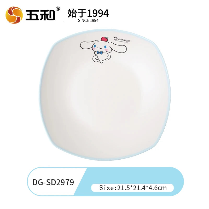 For Sanrio Cinnmoroll Children Tableware Cartoon Soup Spoons Anti-Fall Dining Plates Salad Bowls Water Cups Food-grade Tableware