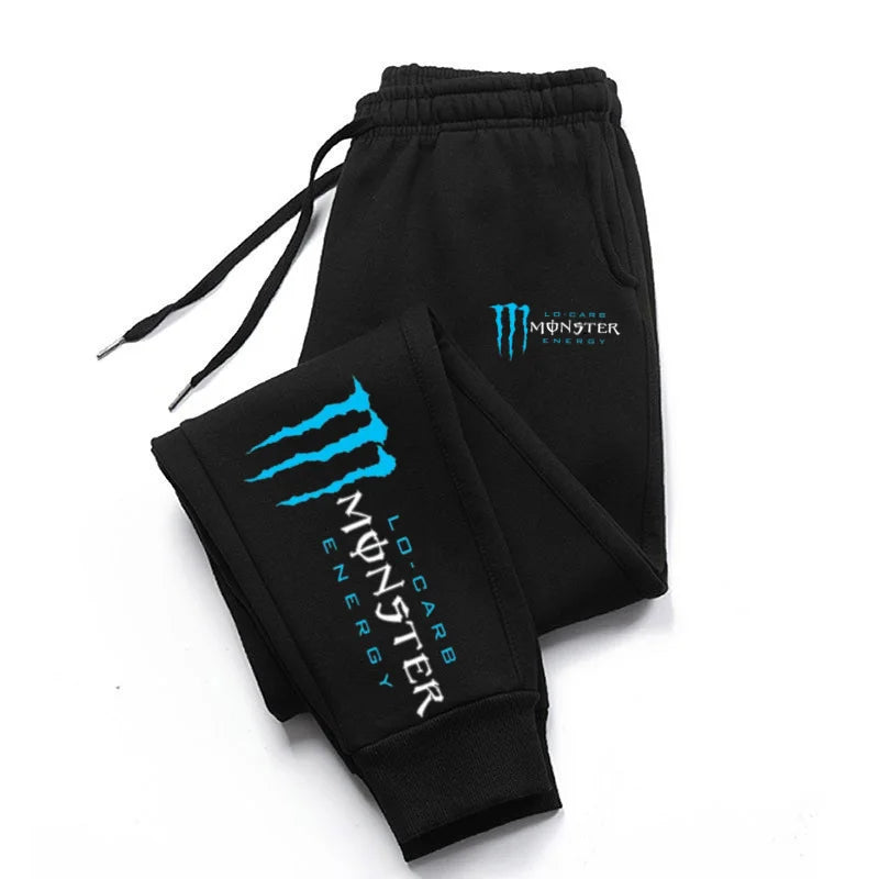 Monster Energy Letter Print Versatile Drawstring Casual Long Pants Men's Loose Straight Leg Jogger Pants