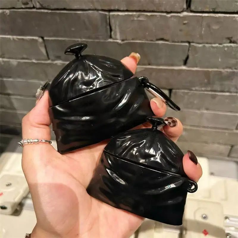 3D Garbage Bag Funny Cartoon Earphone Case for Airpods 4 1 2 3 Pro Protective Cute Silicone Cover for Airpods Pro2 with Hook