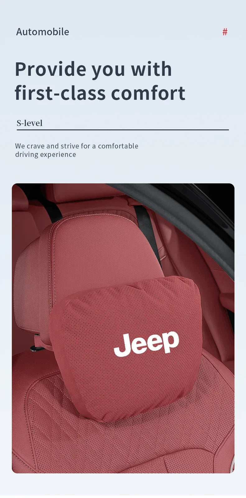 Car Suede Ventilate Headrest Seat Waist Cushion Pillow Jeep Wrangler Grand Cherokee Renegade Compass Gladiator Patriot Commander