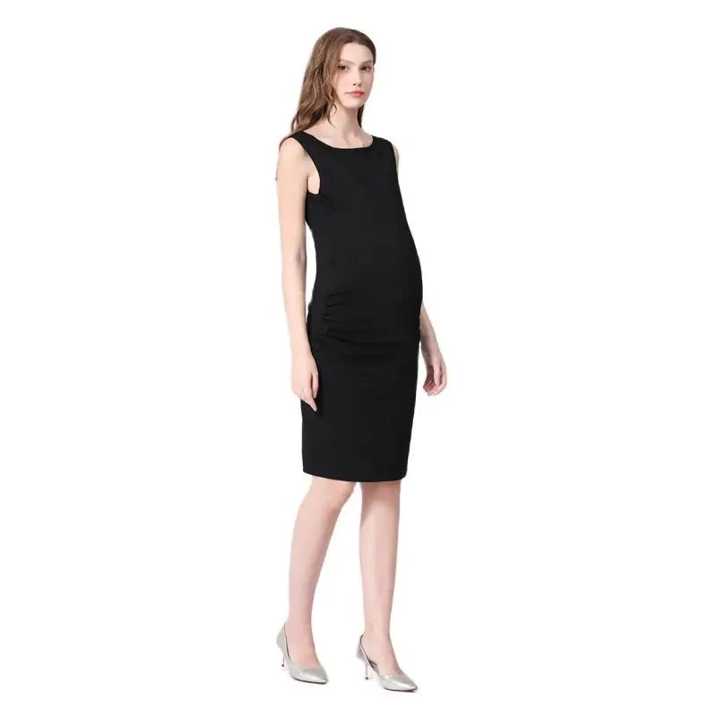 Summer Sleeveless Maternity Dress Knee-Length Casual Stripe Cotton Tank Dress for Pregnant Women Comfortable Mama Clothes