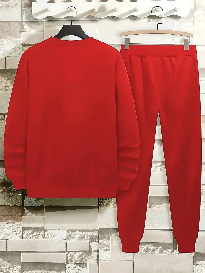 Mercedes-Benz Autumn Winter Set Men's Casual Versatile Printed Sweatshirt and Sweatpants Autumn Winter Cool Handsome Men's Long
