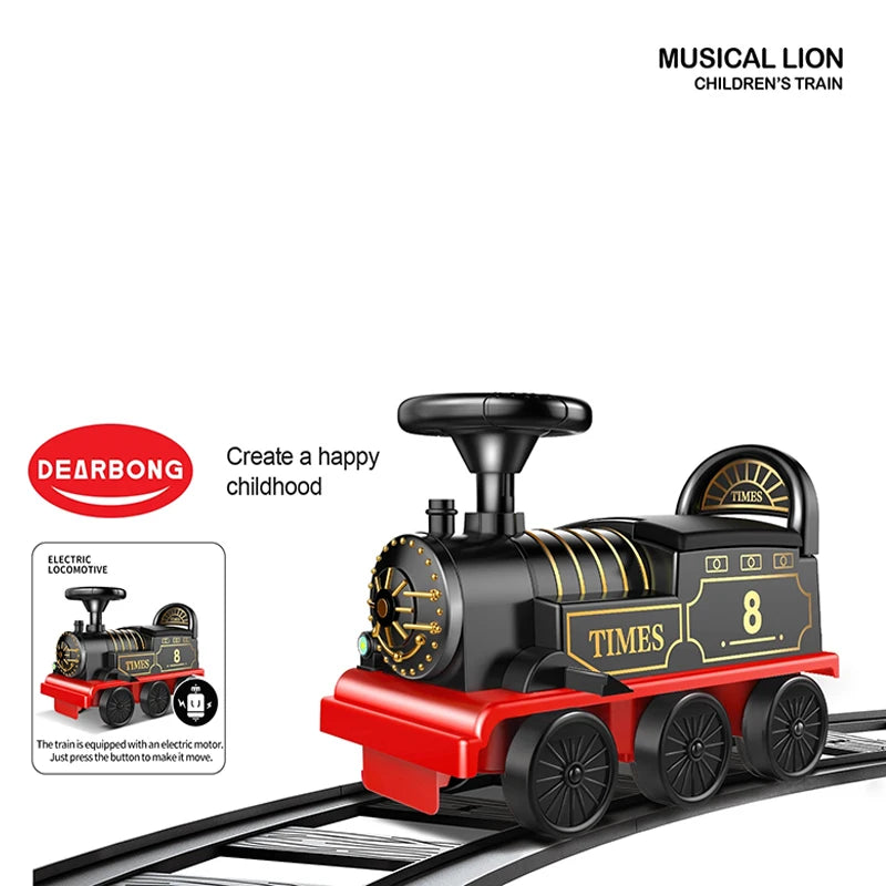 Child Electric Train Kids Riding Toy Ailway Classical  Model Can Carry Train Rail Car Children's Baby Walker Stroller Toys Gifts