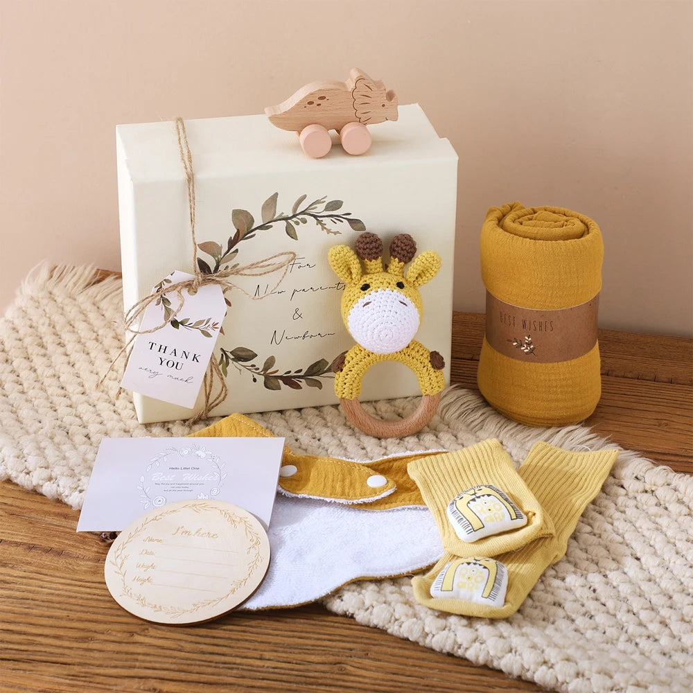 Baby Double-sided Cotton Bath Towel Newborn Care Set Children's Memorial Card Newborn Baby Gift Box Boy And Girl Bathing Set