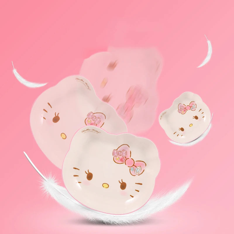 For Hello Kitty Children Tableware Cartoon Irregular-shaped Bowls Anti-scald Dining Plates BPA Free Baby Food Supplement Bowls