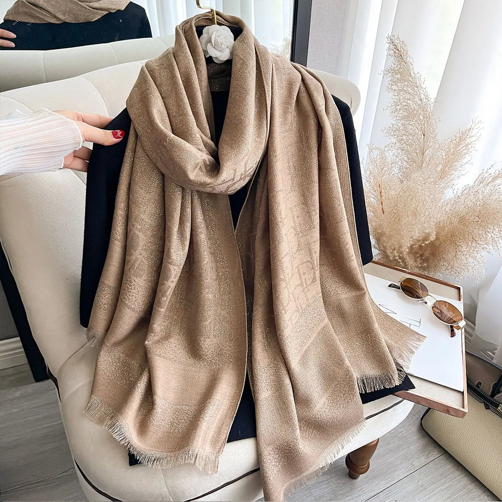2025 Ladies Muslim Hijab Golden Thread Scarves Spring and Autumn Sun Protection Decoration Shawl Foulard Wrap Headscarf Scarf