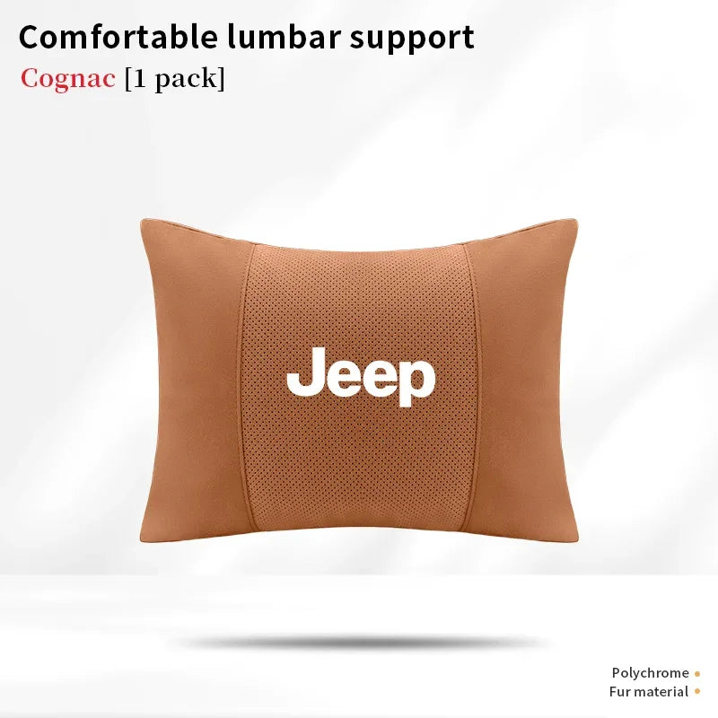 Car Suede Ventilate Headrest Seat Waist Cushion Pillow Jeep Wrangler Grand Cherokee Renegade Compass Gladiator Patriot Commander