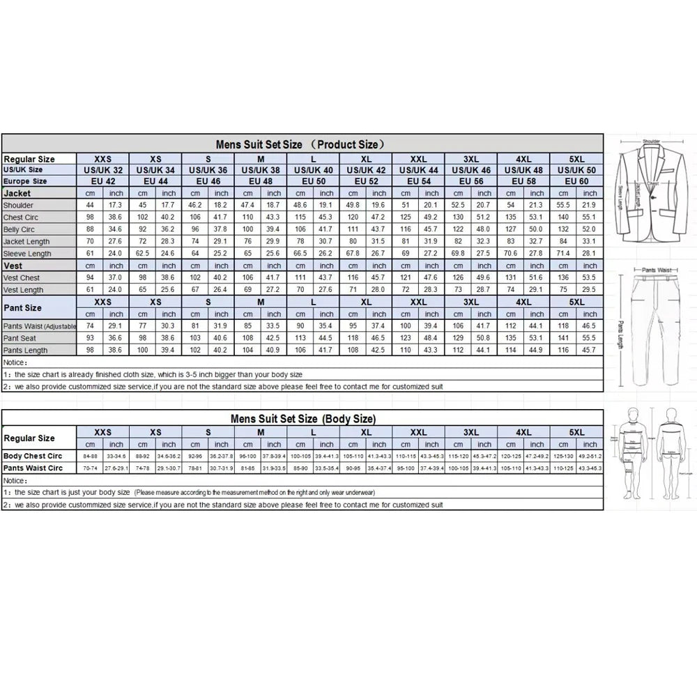 Formal Suit for Mens Wedding Groom Tuxedo Business Work Clothes Office Jacket Pants 2-Piece Suit 2-Button Blazer