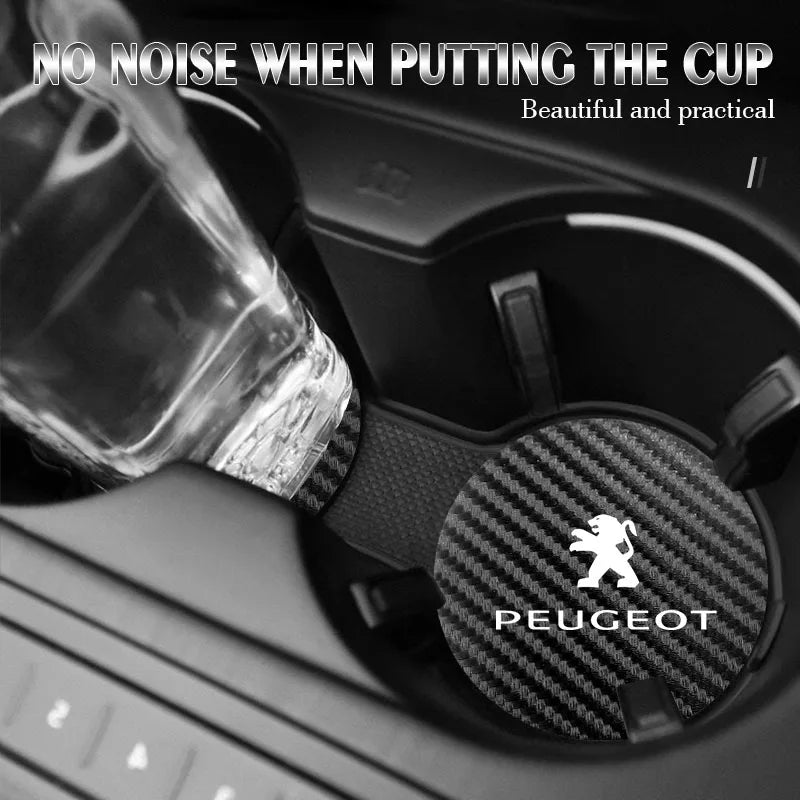2Pcs Car coaster water anti slip pad silicone waterproof interior accessories For Peugeot 206 208 207 3008 308 2008 107 508 607