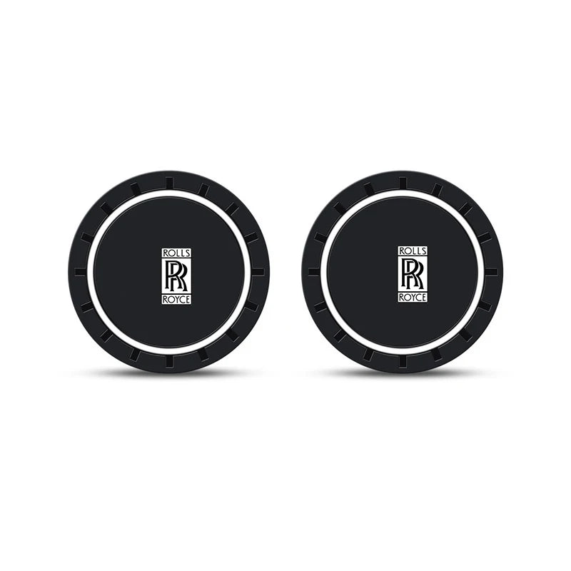 2PC Leather Interior Car Anti Slip Mat Coaster Car Water Cup Slot Accessory for Rolls-Royce Cullinan Phantom Ghost Wraith Dawn