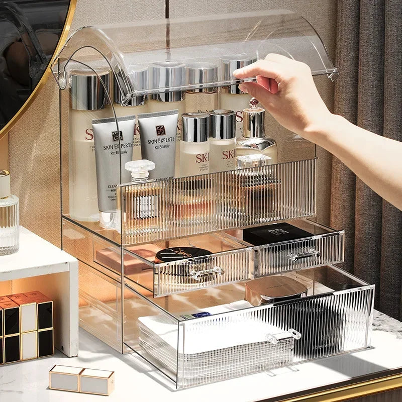 30x17.5x36cm Large Drawer Organizer Makeup Clear Acrylic Box With Perfume Cosmetic Display Capacity Lid Cosmet Storage Box