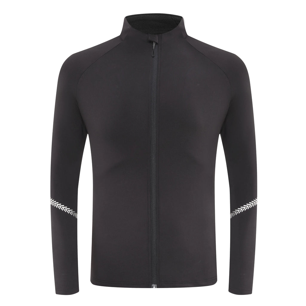 Winter Mens Running Jackets Long Sleeve Full Zipper Training Shirts Workout Sports Sweatershirt Sportswear Elastic Reflective