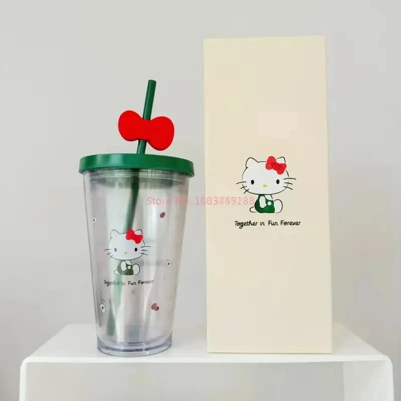 New Hot Limited Edition Sanrio Hello Kitty Co-Branded Cute Mug Straw Cups Stainless Steel Cup Collectibles Cups Halloween Gifts