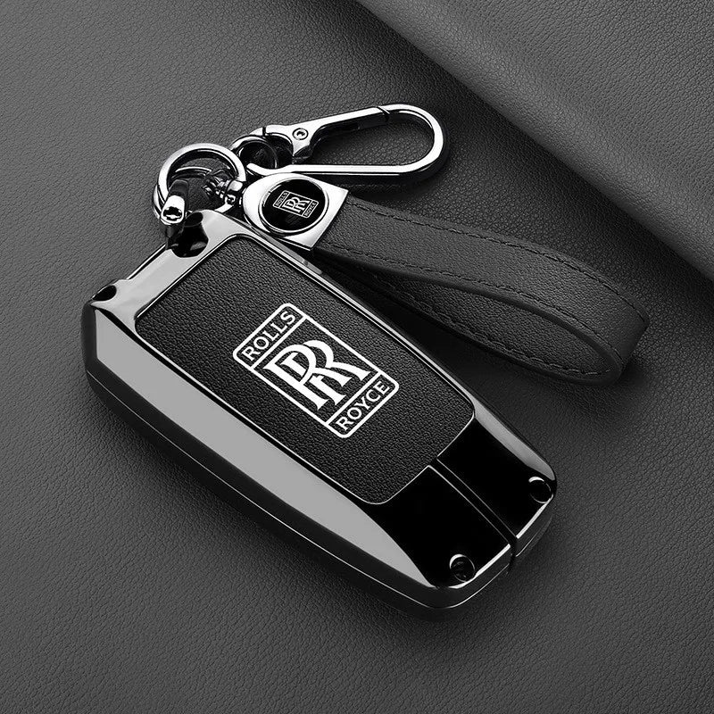 Zinc Alloy Leather Car Smart Remote Key Case Cover Shell For Rolls-Royce Cullinan Phantom Ghost Wraith Dawn Keychain Accessories