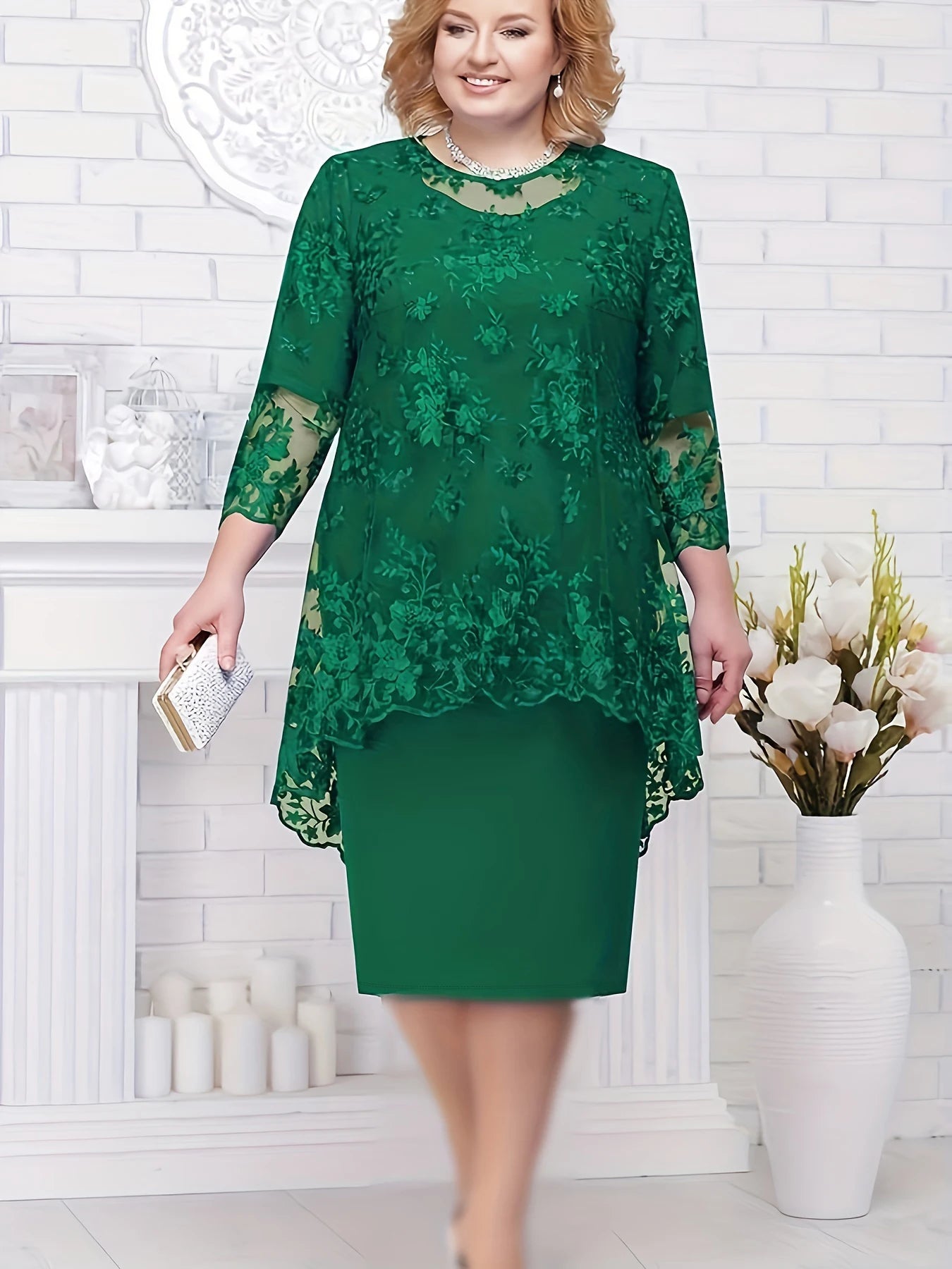 plus size Large Women's Dress New Two Piece Set Large Women's Dress Cocktail Dress 2019#