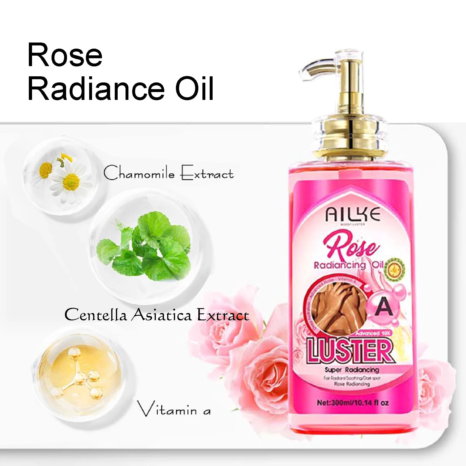 AILKE Lightening Body Massage Oil, Moisturizing, Anti Wrinkles, Dry Lines, Dark Spots Removal for All Skin Types, 300ml