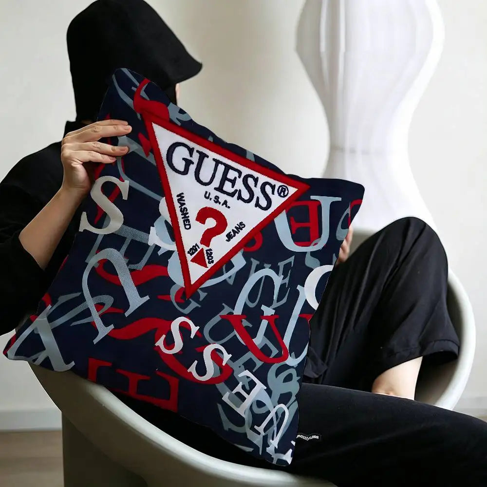 Fashion G_GuessS Logo Printed Pillow Gift Home Office Decoration Pillow Bedroom Sofa Car Cushion CoverPillow Case