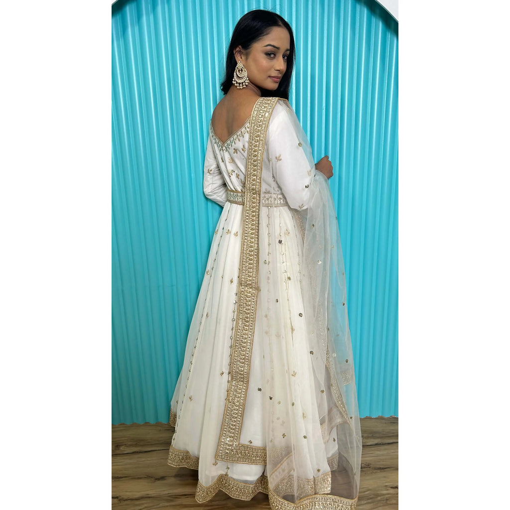 Designer Anarkali Modest Wedding Dress with Beautiful Dupatta for Parties for Brides and Guests