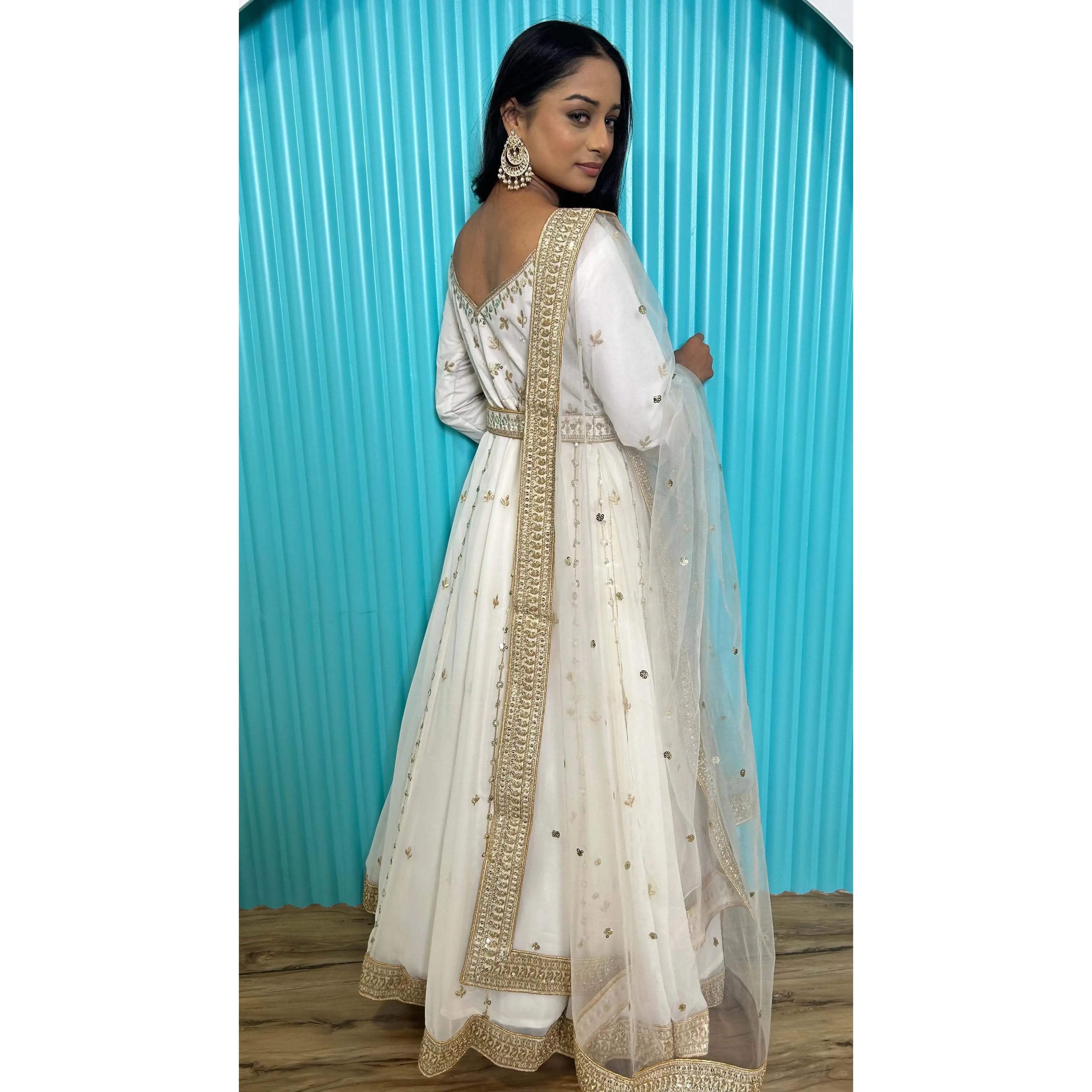 Designer Anarkali Modest Wedding Dress with Beautiful Dupatta for Parties for Brides and Guests