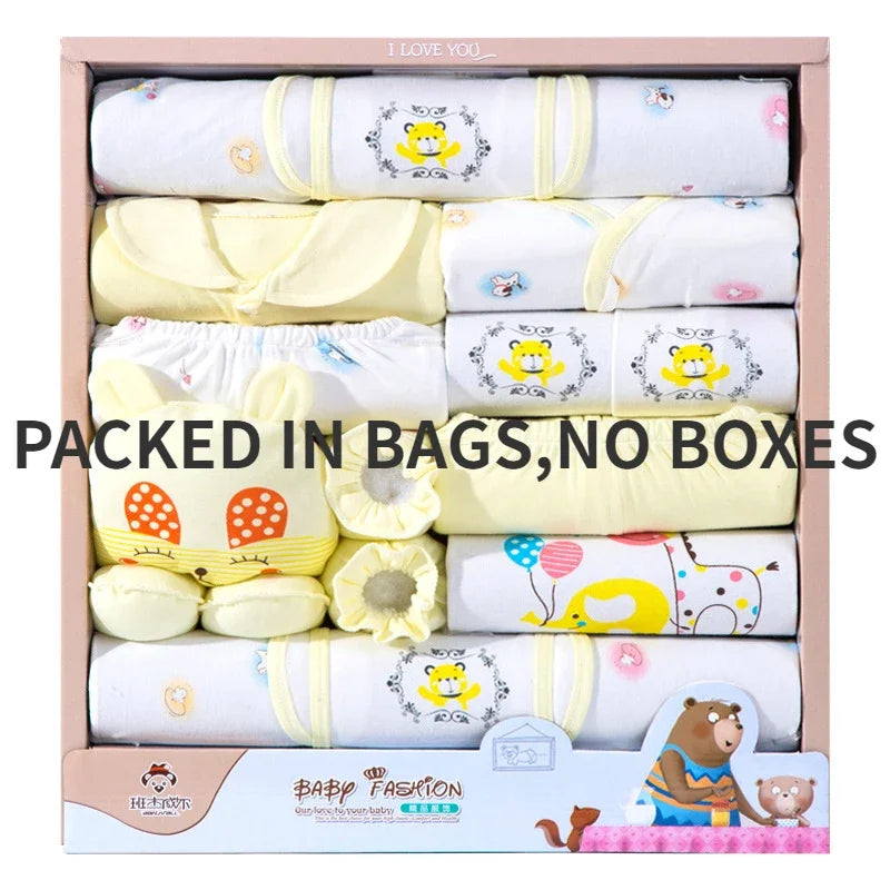 Newborn 18pcs/Set Clothes Soft Cotton Cartoon Clothing Set Spring Autumn Baby Boys Girls New Born Hat Bib Suits 0-6Months Babies