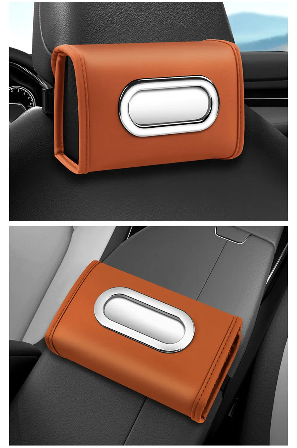 for Baojun 510 730 360 560 RS-5 530 630 Wuling Hongguang S Leather Car Tissue Bag Seat Back Hanger Kleenex Case Visor Napkin Box