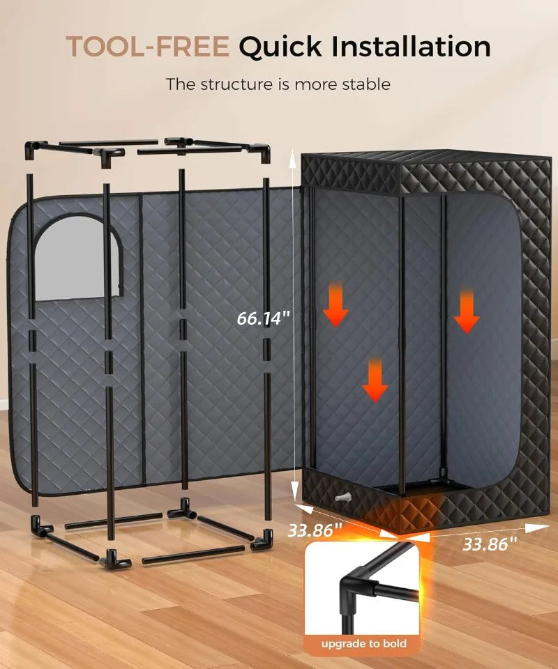 Portable Steam Sauna for Home Spa Sauna Tent Sauna Box with 1600W 4L Steamer Remote Control Height
