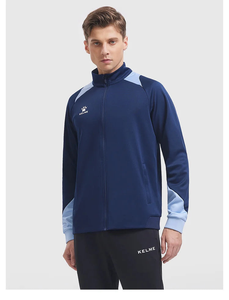 KELME Men's Running Jacket Football Sport Training Coat Windproof Fitness Jogging Sportwear Warm Lamb Woll Jackets 8361WT1064