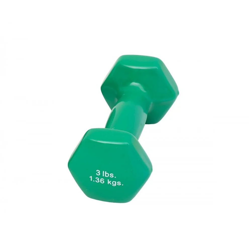 Vinyl-Coated Color-Coded 3 lb Dumbbell Anti-Roll Weight Strength Training Physical Therapy Toning Exercises Individual Pair Set