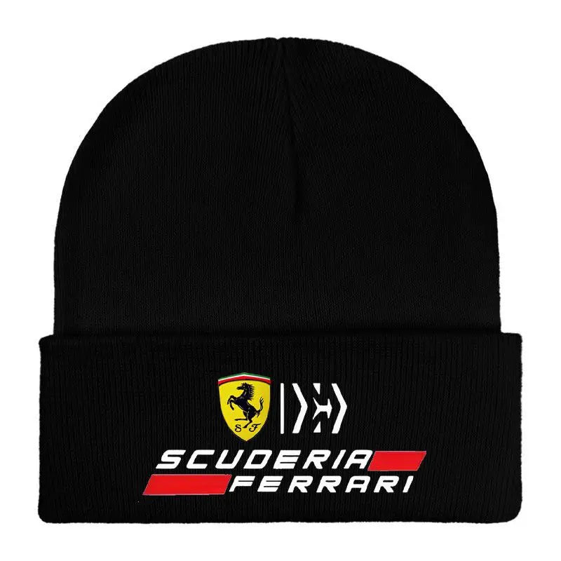 For Ferrari 458 488 599 612 FF F12 F1 Racing Team Motorcycle Enthusiasts Men Casual Knitted Hat Autumn Winter Windproof Warm Cap