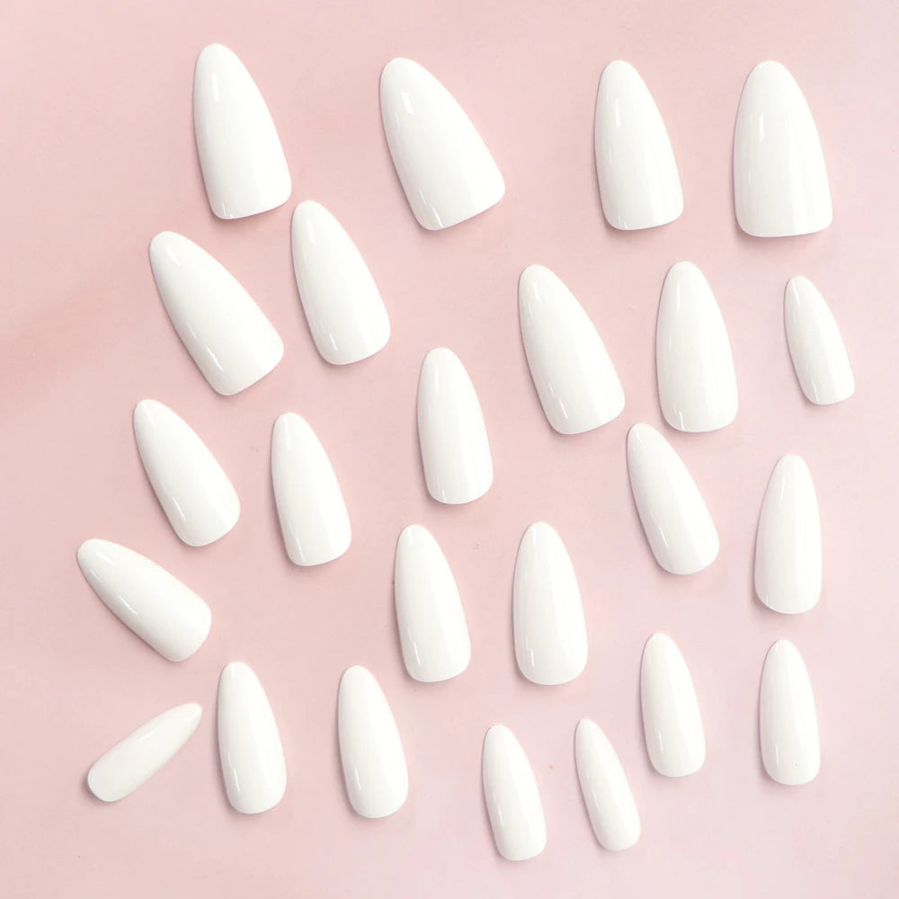 360/120pcs Light Pink Almond Press On Nails Glossy White French Fake Nail Simple Full Cover Fake Nails Soft Gel Nail Tips