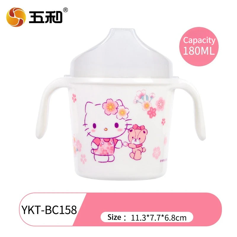 For Cherry Blossom Hello Kitty Tableware Baby Complementary Food Bowls BPA-Free Dining Plates Rice Bowl Cartoon Divided Plates