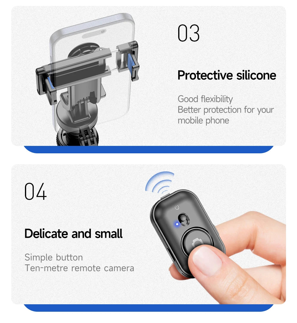 Tripod for Smartphone Light Camera,Tripods Stand with Wireless Bluetooth,Selfie Stick brackets with Phone Holder for Vlog/Video