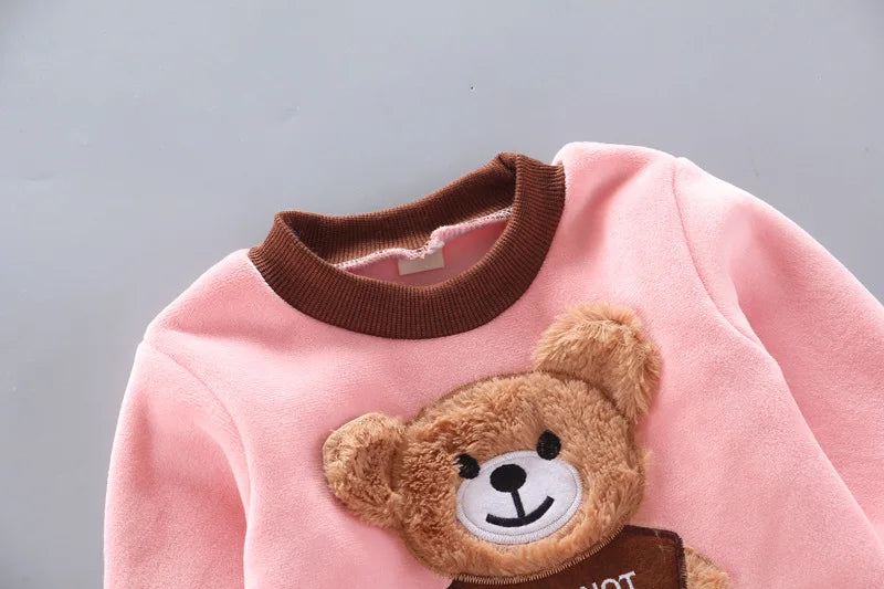 Baby Toddler Boys Girls Clothing Set Tricken Fleece Children Hooded Outerwear Vest Tops Pants 3PCS Kids Warm Fashion Outfits