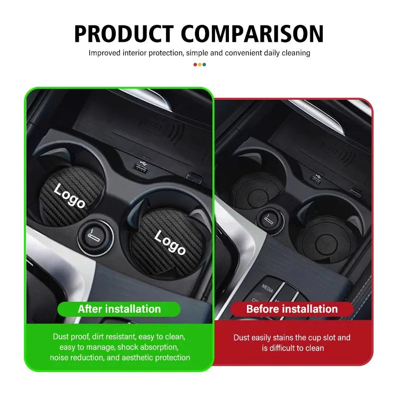 Leather Car Coaster Anti-Slip Water Cup Slot Pad For Lincoln Navigator Continental Nautilus Aviator MKZ MKX MKC MKT MKS Corsair