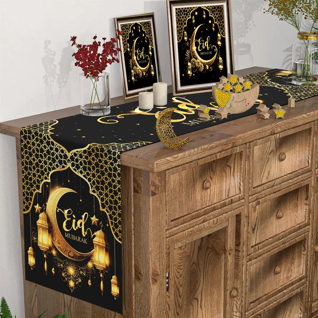 Ramadan Table Runner Eid Mubarak Decoration 2026 for Home Ramadan Kareem Ramadan Mubarak Islamic Muslim Party Eid Al-Fitr Gifts