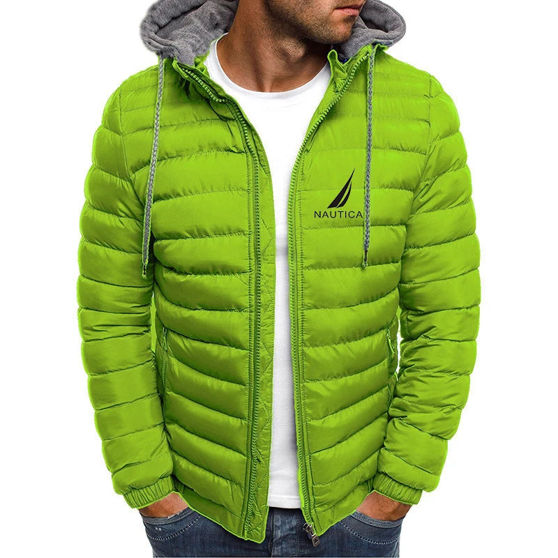 Brand oversized down jacket NAUTICA men's detachable hat thickened hooded cardigan drawstring winter thickened warm jacket top