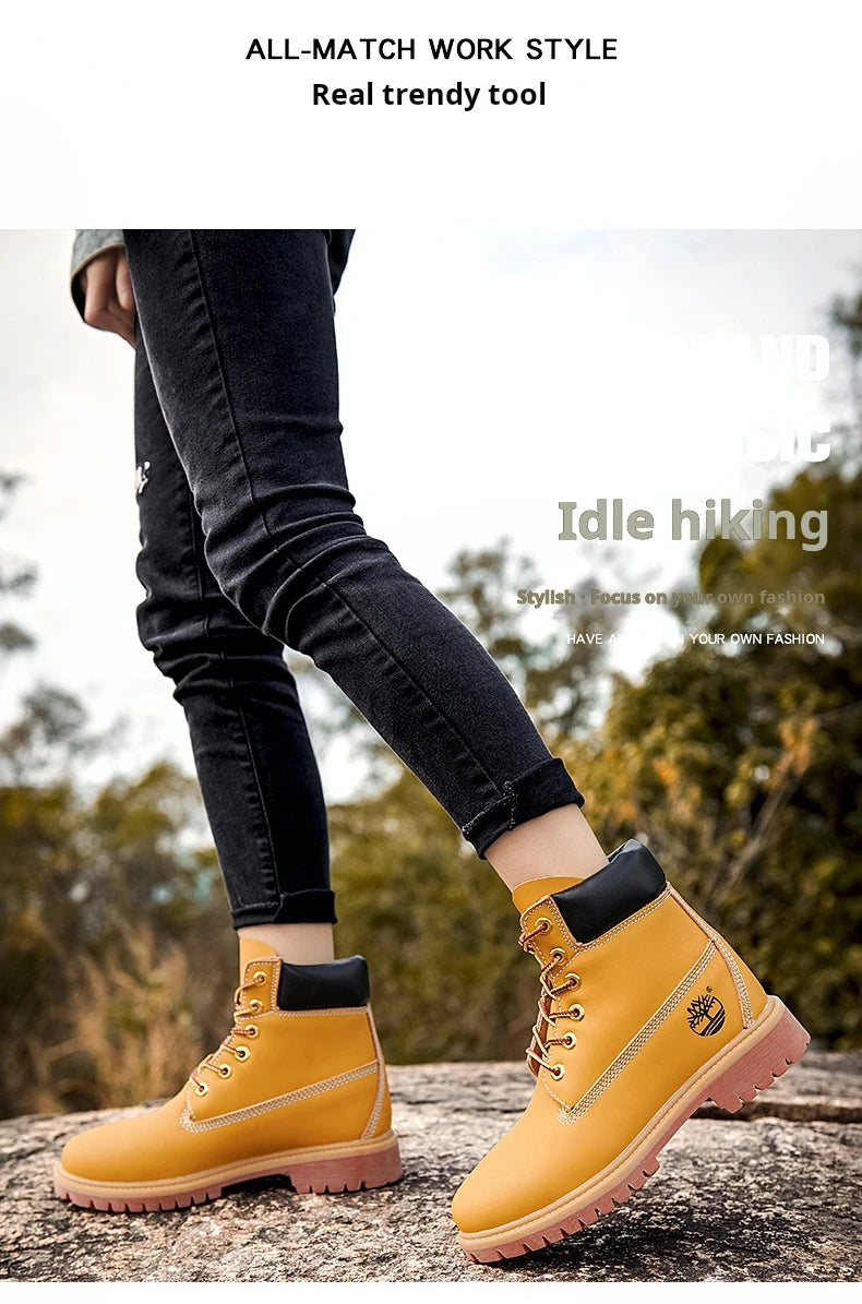 Boots Men High Top Boots Men's Leather Shoes Winter Fashion Shoes Outdoor Sneakers Lace Up Non-Slip Ankle Boots Male