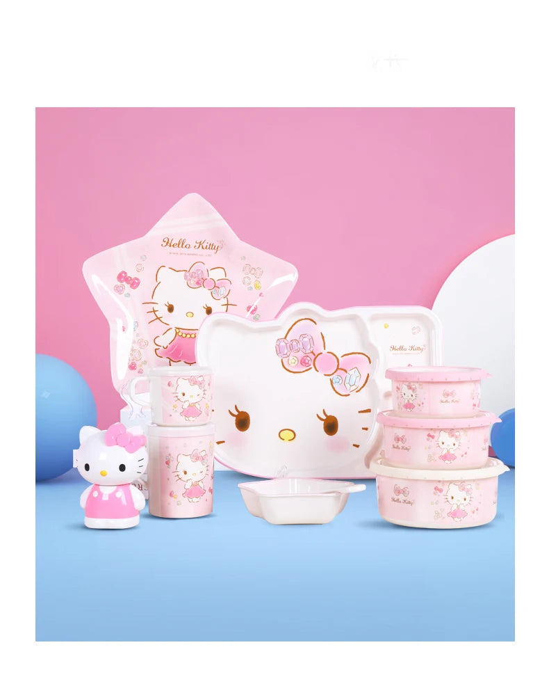 For Hello Kitty Children Tableware Cartoon Irregular-shaped Bowls Anti-scald Dining Plates BPA Free Baby Food Supplement Bowls