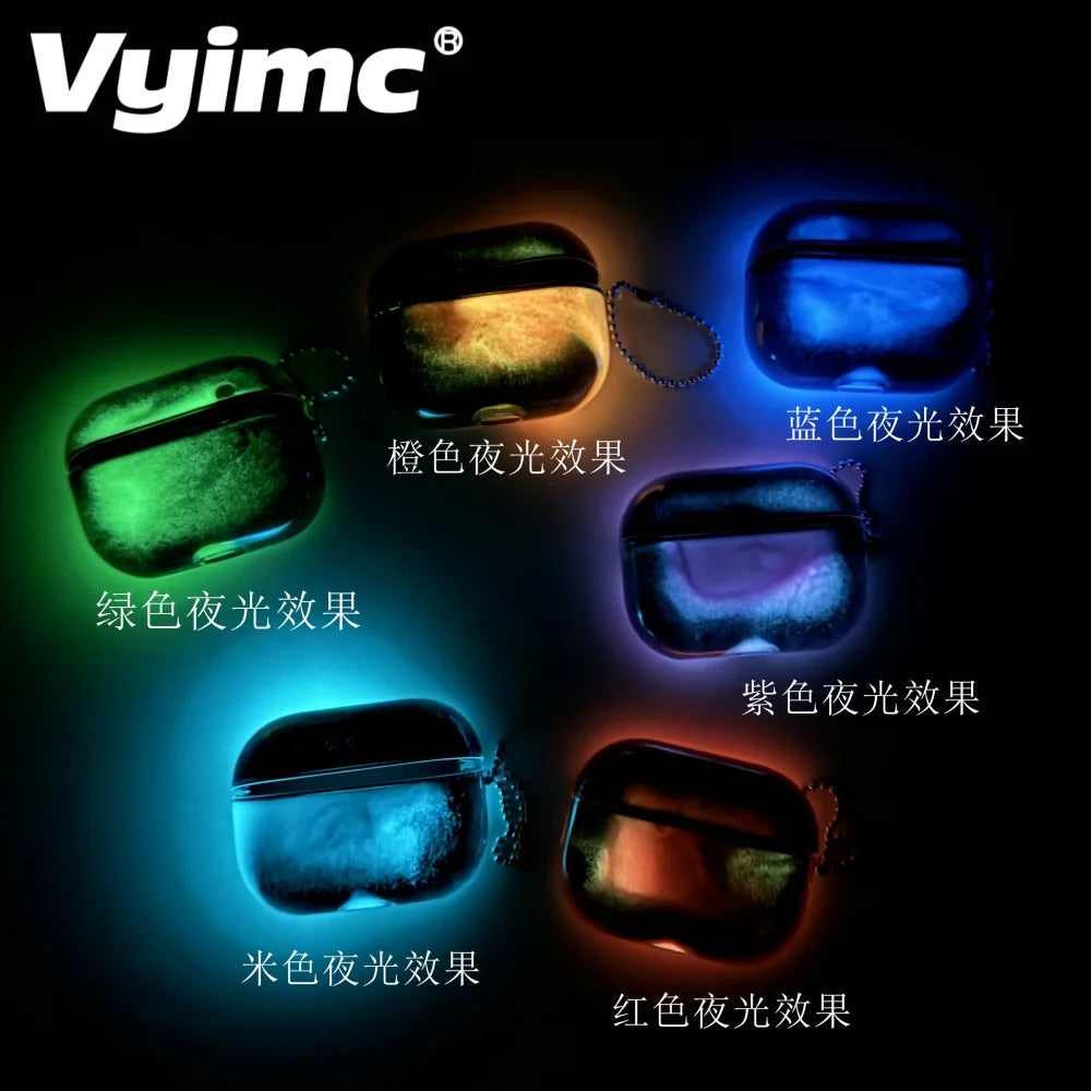 Luminous Glitter Quicksand Earphone Case for AirPods 4 3 2 1 AirPods Pro 3 2 Moving Sand Sparkles Brilliant Dark Headphone Cover