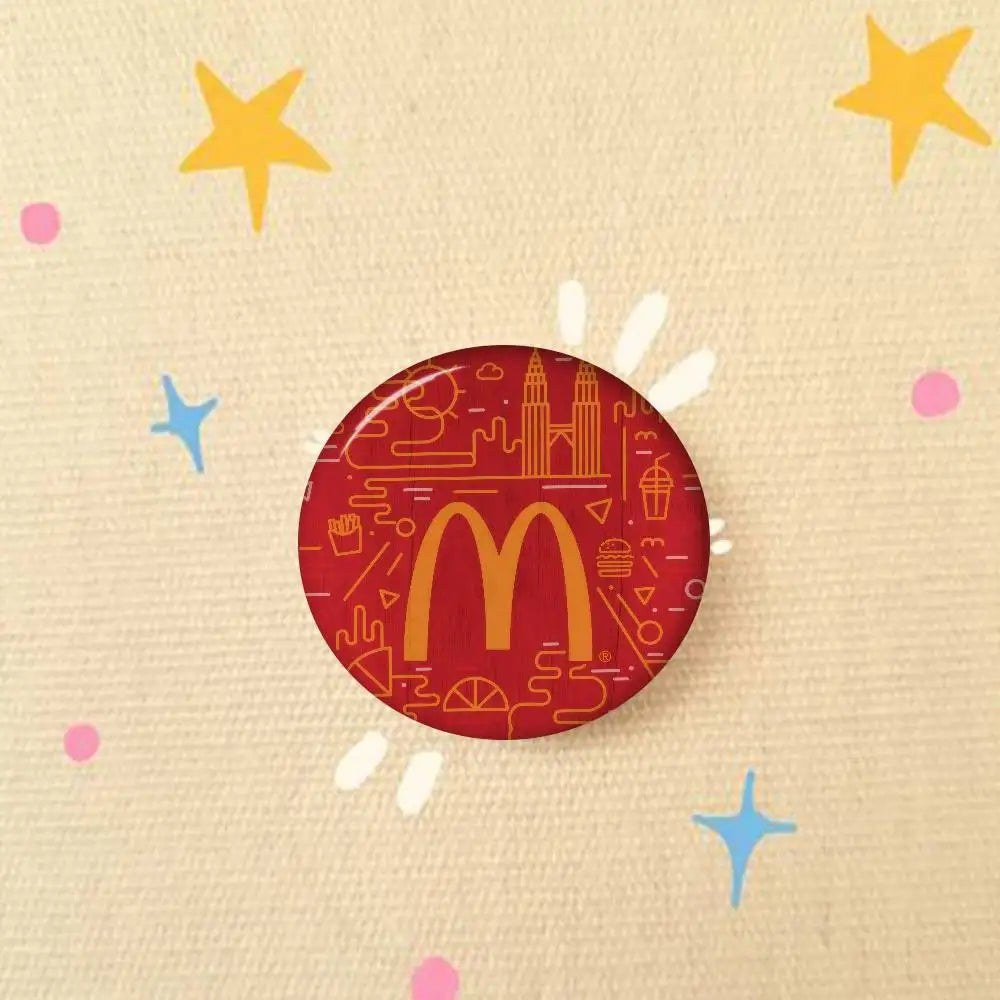 Anime Creative Tinplate Soft Button Pins Animal Icon Brooch Lapel Backpack Badge Accessories Pin Hot McDonalds logo Corp