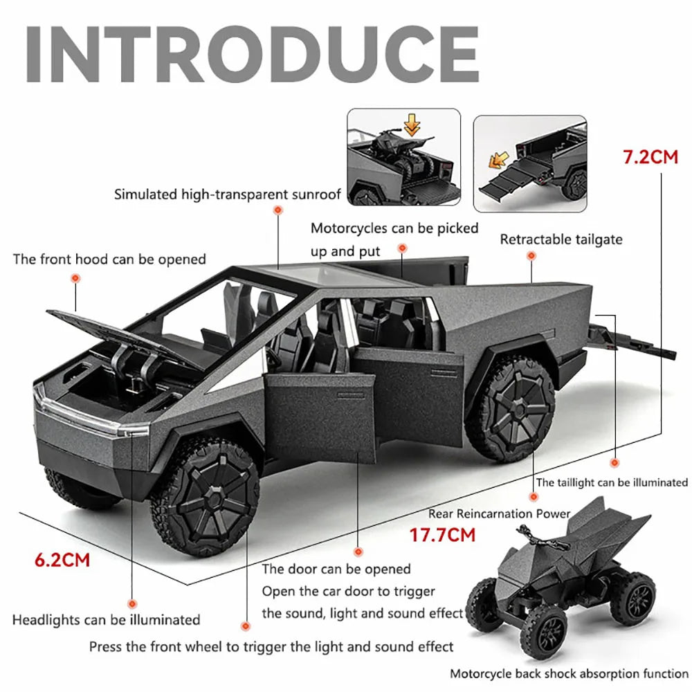 1:32 Simulated Pickup Truck And Rv Alloy Car Model Sound And Light Pull Back Toy Car Off-Road Vehicle Boys Collection Ornaments
