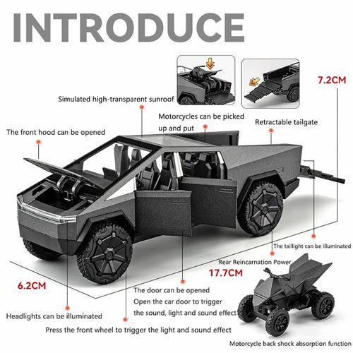 1:32 Simulated Pickup Truck And Rv Alloy Car Model Sound And Light Pull Back Toy Car Off-Road Vehicle Boys Collection Ornaments