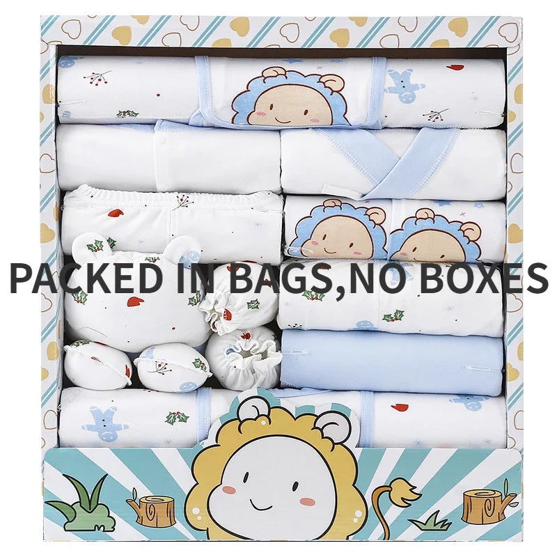 Newborn 18pcs/Set Clothes Soft Cotton Cartoon Clothing Set Spring Autumn Baby Boys Girls New Born Hat Bib Suits 0-6Months Babies