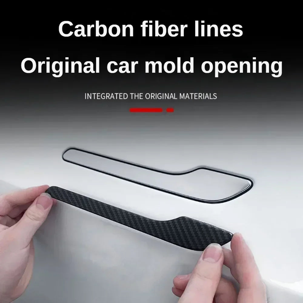 Door Handle Sticker for Tesla Model 3/Y/3 Highland Model Y Juniper 2025 Carbon Fiber Door Protector Wrap Cover Paste Accessories