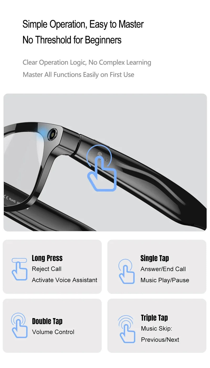 Xiaomi Smart AI Glasses HD 8K Photochromic Multifunction Bluetooth Calling Voice Assistant Music Player Translate Camera Glasses
