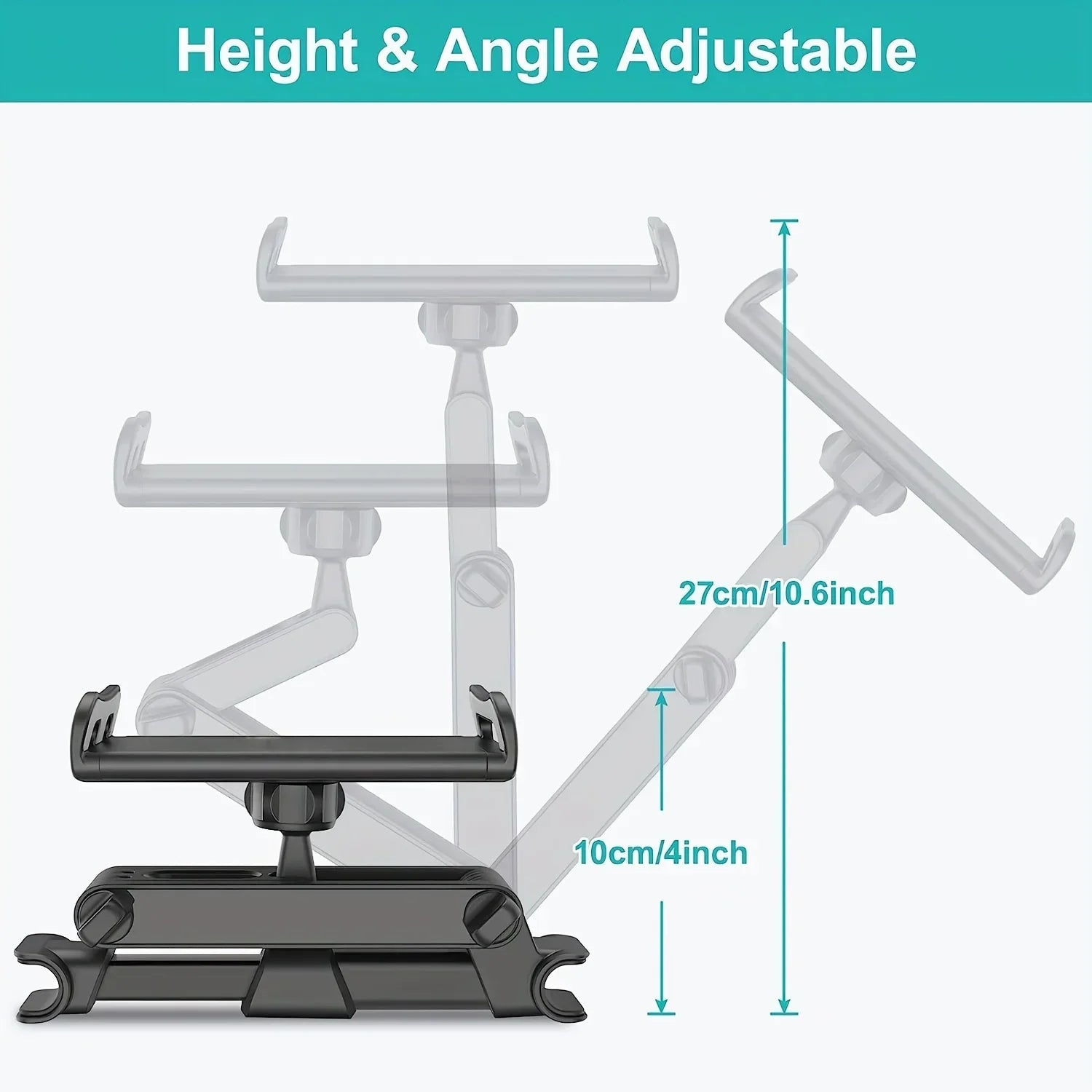 Car Tablet Holder Headrest iPad Mount Auto Telescopic Backseat Tablet Stand Cradle Clip Universal Seat Back Cell Phone Bracket