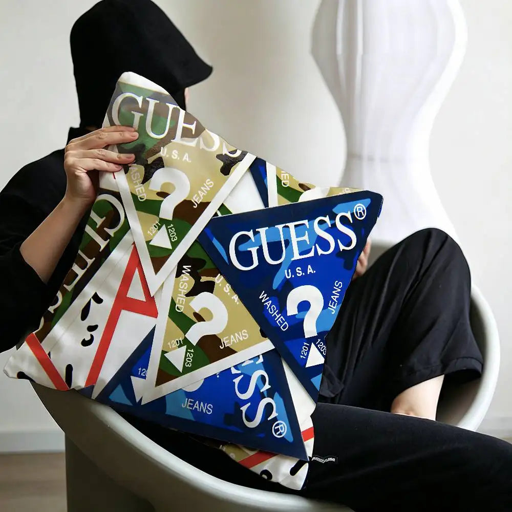 Fashion G_GuessS Logo Printed Pillow Gift Home Office Decoration Pillow Bedroom Sofa Car Cushion CoverPillow Case