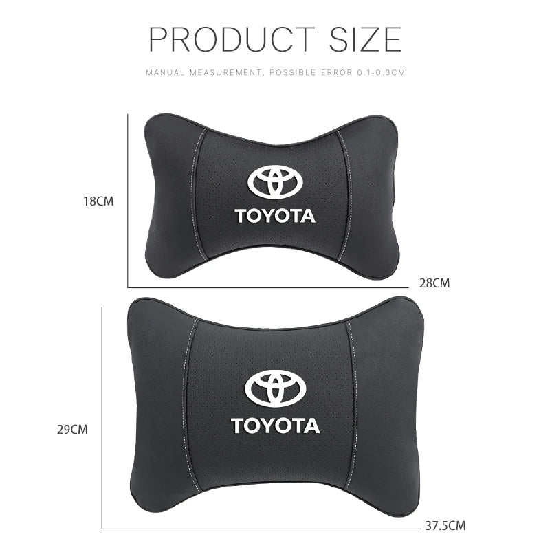Leather Car Headrests Lumbar Pillows Auto Neck Pillows For Toyota Supra Aygo Prado RAV4 Hilux Yaris Corolla 4Runner Camry Avalon