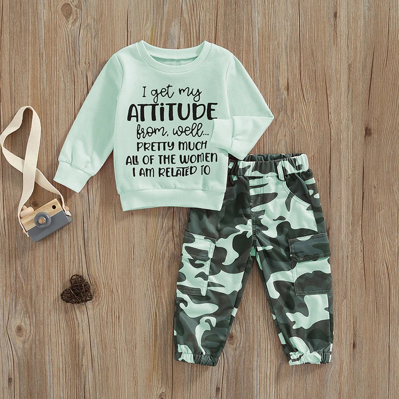Toddler Girls Clothes 2T 3T 4T 5T Fall Outfits Baby Pullover Sweatshirt & Camouflage Pants Set Kids Winter Sweatsuit